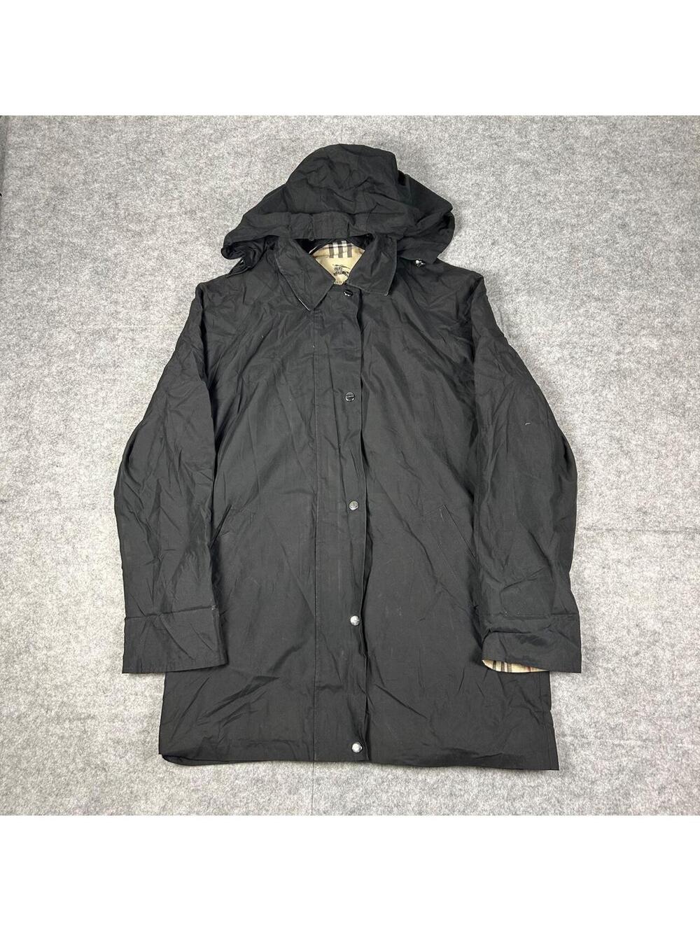Burberry London Nova Check Women’s Black Hooded Zip Up Jacket Designer Size 8